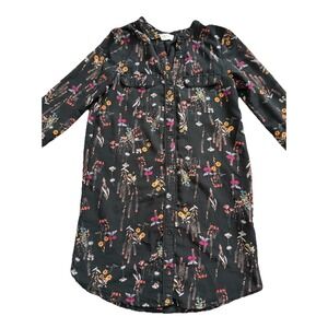 Everly Long Sleeve‎ Button Front Floral Tunic Blouse Size Small